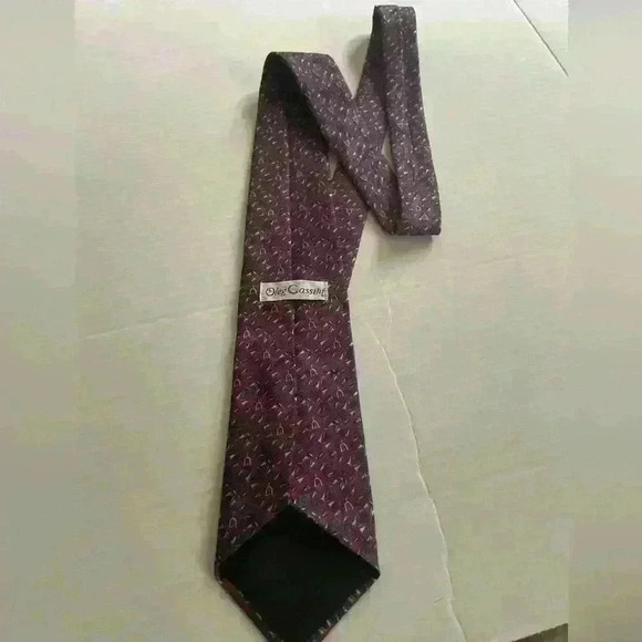 Oleg Cassini Polyester Neck Tie Floral Diamond Geometric Red Blue 3.5 x 54 - Picture 1 of 4